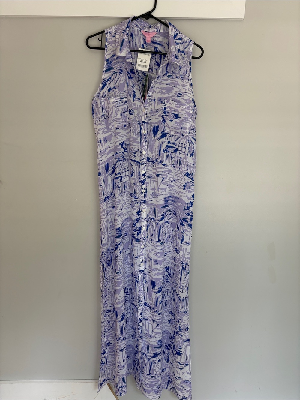 Lilly Pulitzer Ezra Maxi Beach Dress Sleeveless Button-Front Maxi Dress NWT